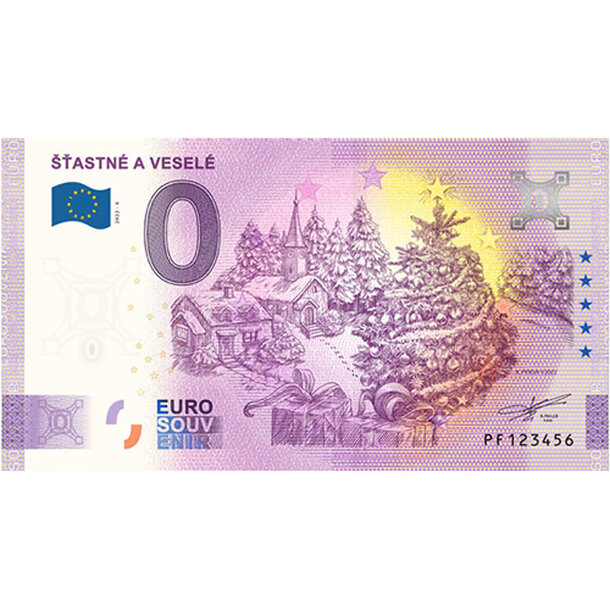 0 euro souvenir slovensko 2022 - šťastné a veselé - 0-euro-souvenir-vianoce-202