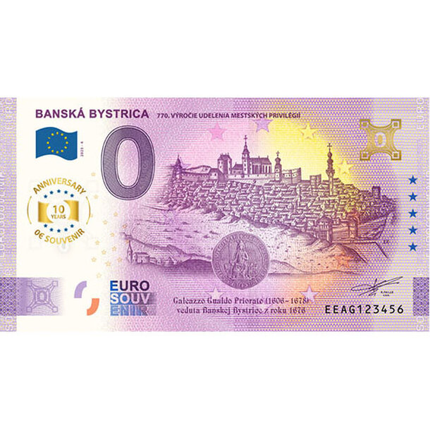 0 euro souvenir slovensko 2025 - banská bystrica 770. výročie anniversary - 0-euro-souvenir-bystrica-v4-
