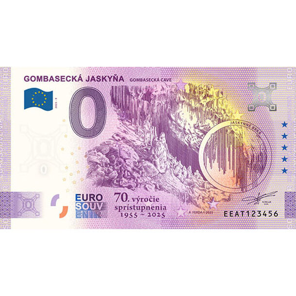 0 euro souvenir slovensko 2025 - gombasecká jaskyňa - 0-euro-souvenir-gombasecka-jaskyna-anniversary