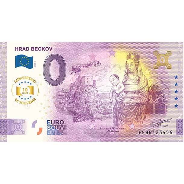 0 euro souvenir slovensko 2025 - hrad beckov - anniversary - 0-euro-souvenir-beckov-v3-