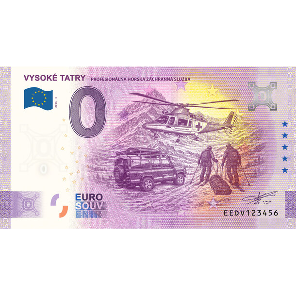 0 euro souvenir 2026 - vysoké tary - horská záchranná služba - DV4-0-euro-souvenir-sk-tatry-v4-a-hr