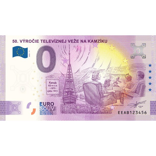 0 euro souvenir slovensko 2025 - 50. výročie televíznej veže na kamzíku - Kamzík