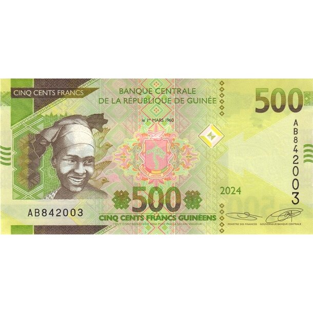 500 francs 2024 guinea - Bankovka Guinea 500 Francs 2024 - 52c-1