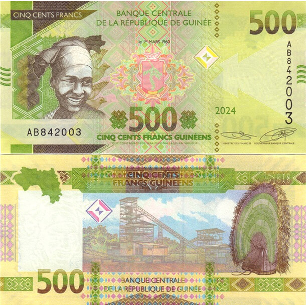 500 francs 2024 guinea - Bankovka Guinea 500 Francs 2024 - 52c