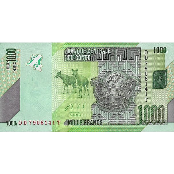 1000 francs 2020 kongo - Bankovka Kongo 1000 Francs 2020 - 101-1