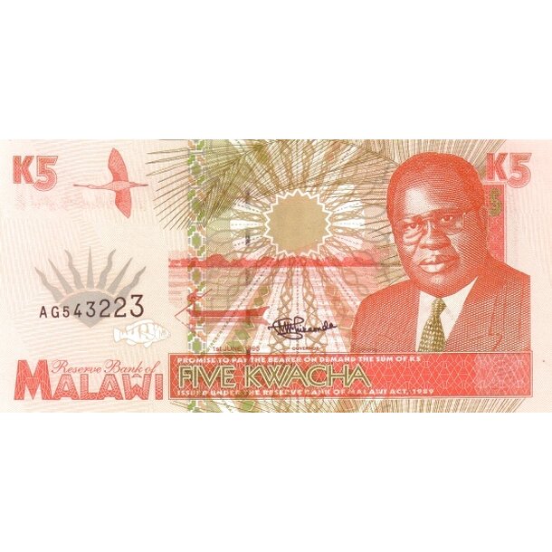 5 kwacha 1995 malawi - Bankovka Malawi 5 Kwacha 1995 - 30-1