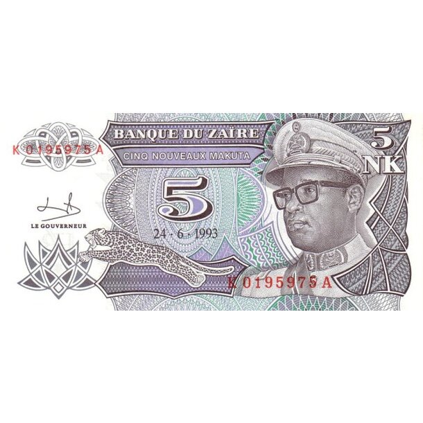 5 nouveaux makuta 1993 zair - Bankovka Zair 5 Nouveaux Makuta 1993 - 48-1