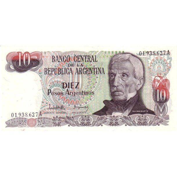 10 pesos 1983 argentína - Bankovka Argentína 10 Pesos 1983 - 313-1