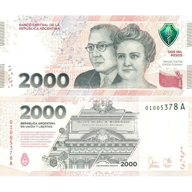 2000 pesos 2023 argentína - Bankovka Argentína 2000 Pesos 2023 - 368
