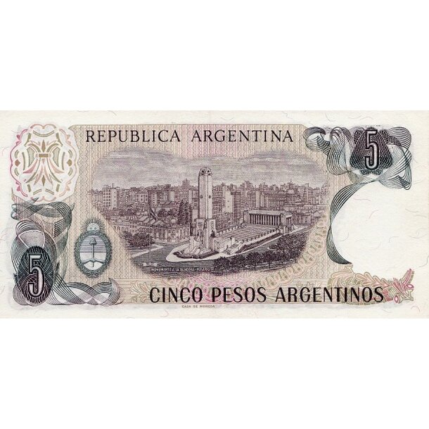 5 pesos 1983 argentína - Bankovka Argentína 5 Pesos 1983 - 312-2