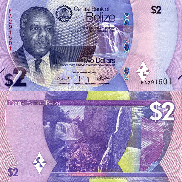 2 dollars 2025 belize - Bankovka Belize 2 Dollars 2025 - 73