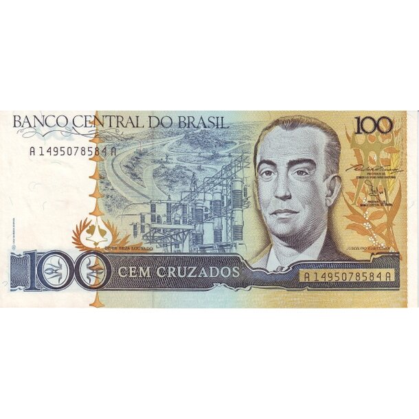 100 cruzados 1986 brazília - Bankovka Brazília 100 Cruzados 1986 - 211b-1