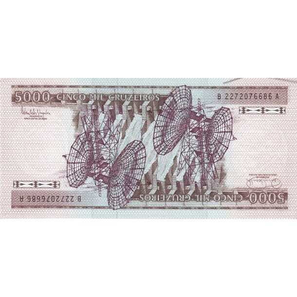 5000 cruzeiros 1985 brazília - Bankovka Brazília 5000 Cruzeiros 1985 - 202d-2