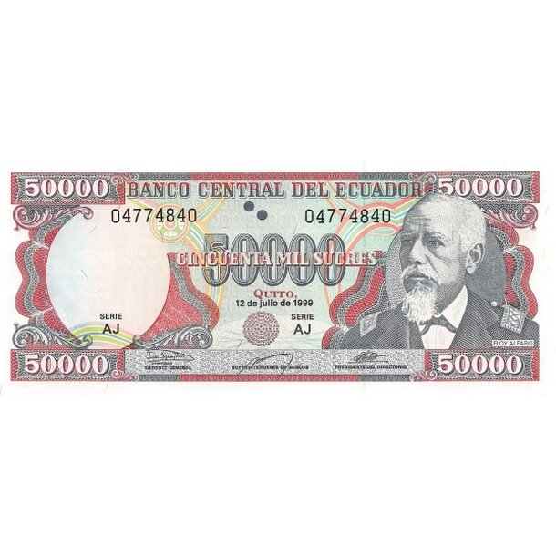 50 000 sucres 1999 ekvádor - Bankovka Ekvádor 50 000 Sucres 1999 - 130d-1