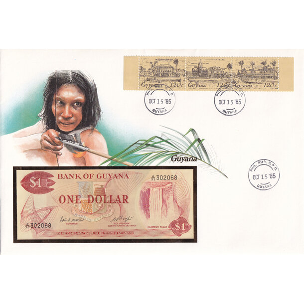 Banknote obálka guyana 1983 - Banknote obálka Guyana 1983-1