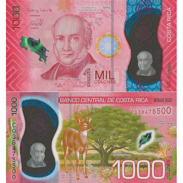1000 colones 2019 kostarika - Bankovka Kostarika 1000 Colones 2019 - 280