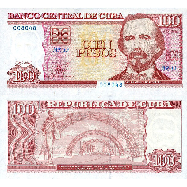 100 pesos 2026 kuba - Bankovka Kuba 100 Pesos 2026 - 124