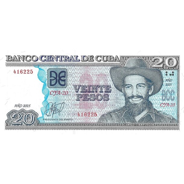 20 pesos 2025 kuba - Bankovka Kuba 20 Pesos 2025 - 122-1