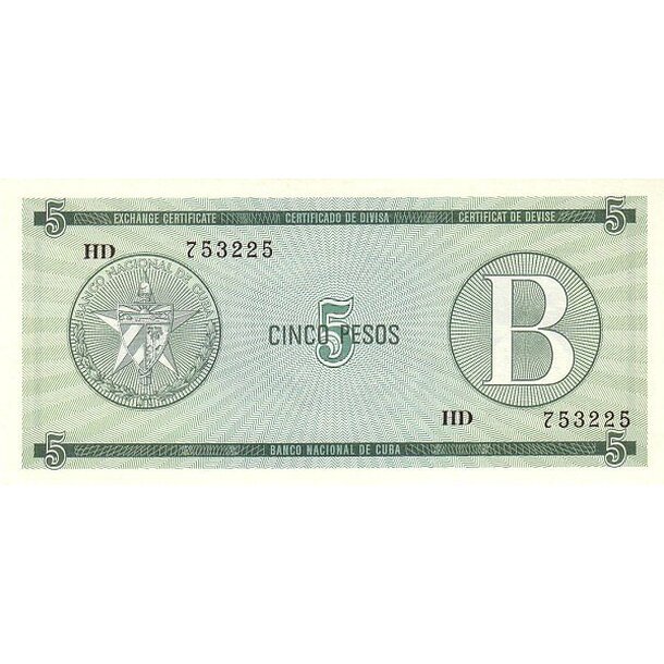 5 pesos 1985 kuba - Bankovka Kuba 5 Pesos 1985 - FX7-1