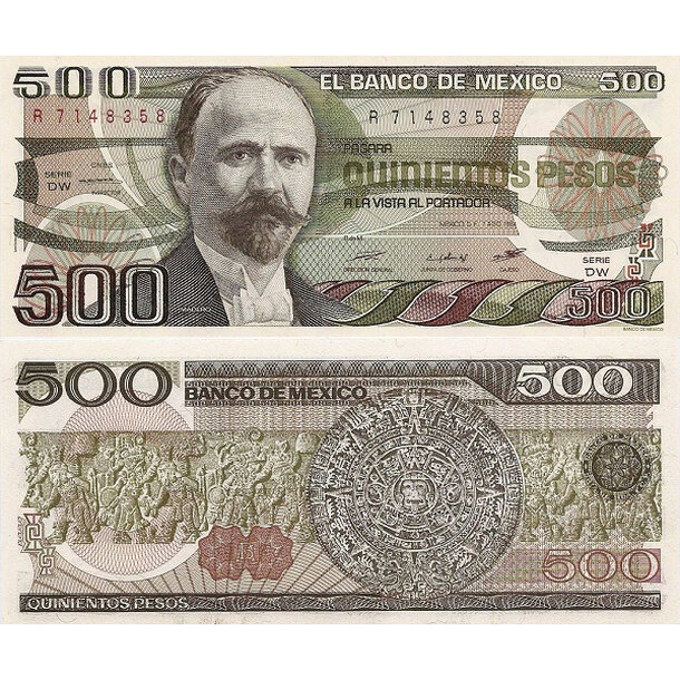 500 pesos 1984 mexiko - Bankovka Mexico 500 Pesos 1984 - 79b