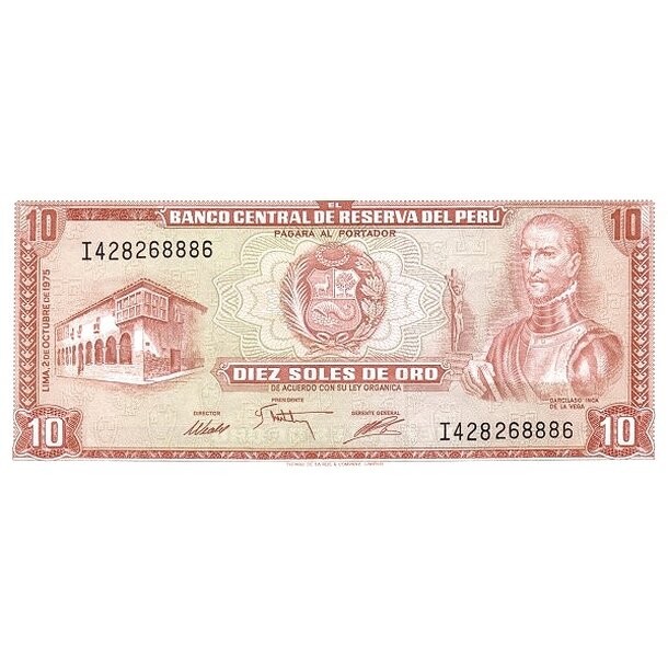 10 soles de oro 1975 peru - Bankovka Peru 10 Soles de Oro 1975 - 106-1