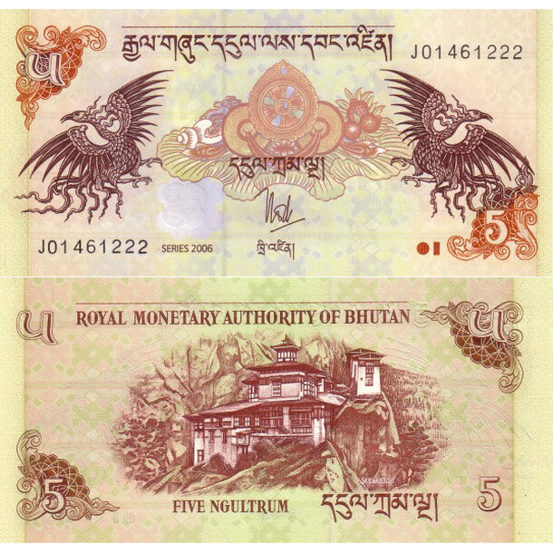 5 ngultrum 2006 bhután - Bankovka Bhután 5 Ngultrum 2006 - 28a