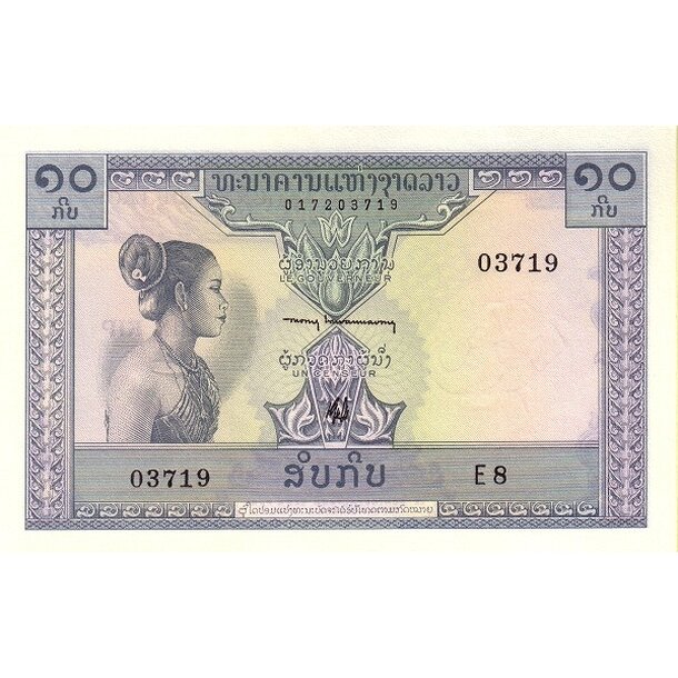 10 kip 1962 laos - Bankovka Laos 10 Kip 1962 - 10b-1