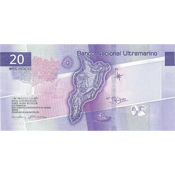 20 patacas 2020 macao - Bankovka Macao 20 Patacas 2020 - 91 BNU-2