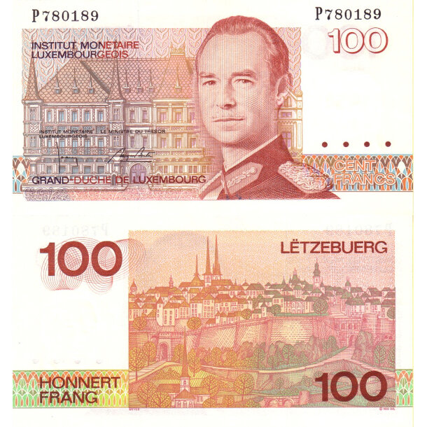 100 francs 1993 luxembursko - Bankovka Luxembursko 100 Francs 1993 - 58b