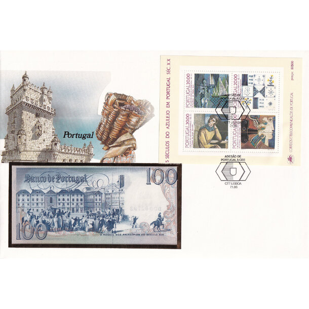 Banknote obálka portugalsko 1984 - Banknote obálka Portugalsko 1984-1