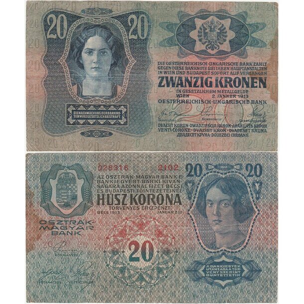 20 koruna 1913 rakúsko-uhorsko - 20-k-1913-I-vyd-1-1