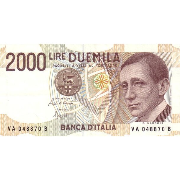 2000 lire 1990 taliansko - Bankovka Taliansko 2000 Lire 1990 - 115-1