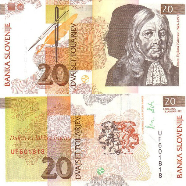 20 tolarjev 1992 slovinsko - Bankovka Slovinsko 20 Tolarjev 1992 - 12