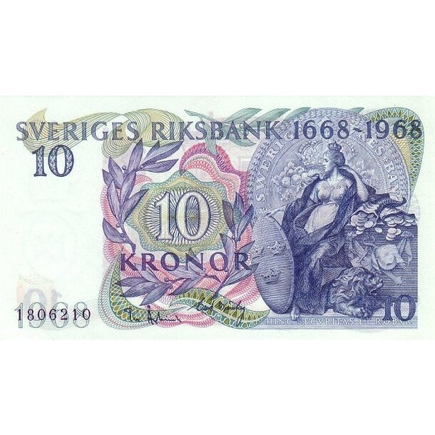 10 kronor 1968 švédsko - Bankovka Švédsko 10 Kronor 1968 - 56-1