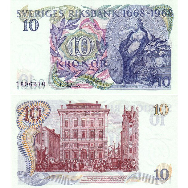 10 kronor 1968 švédsko - Bankovka Švédsko 10 Kronor 1968 - 56