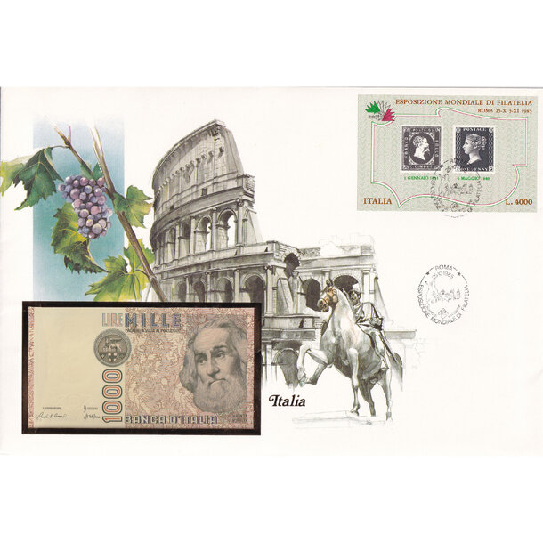Banknote obálka taliansko 1982 - Banknote obálka Taliansko 1982-1
