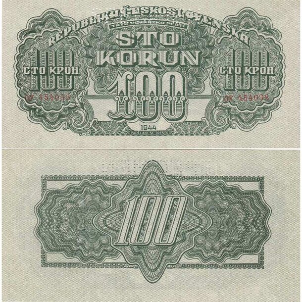 100 korún 1944 československo - séria oy (chybotlač táto) - 100-k-1944-oy