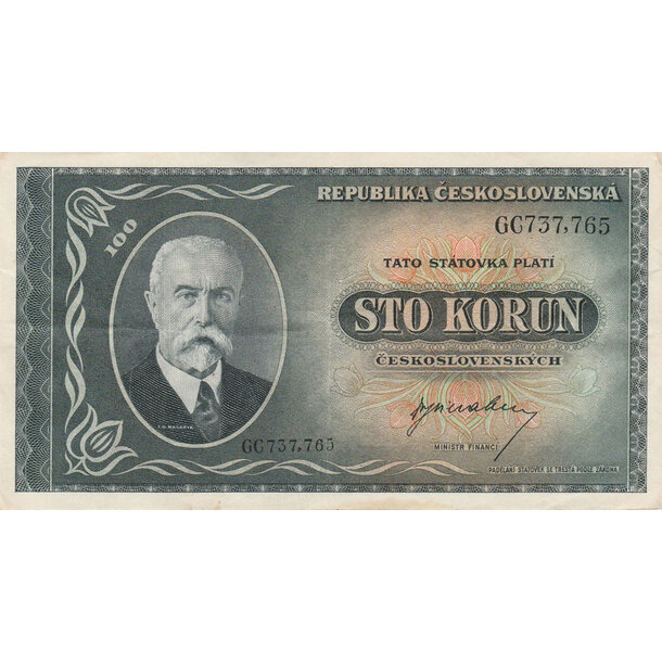 100 korún 1945 československo - séria gc - 100-kcs-1945-gg-1