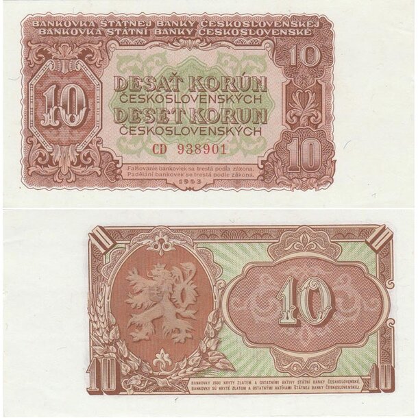 10 korún 1953 československo - 10-kcs-1953-cd