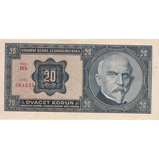 20 korún 1926 československo - séria hh - 20-kcs-1926-hh-2