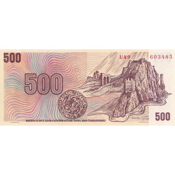 500 korún 1973 československo - séria u - 500-kcs-1973-U-UNC-2