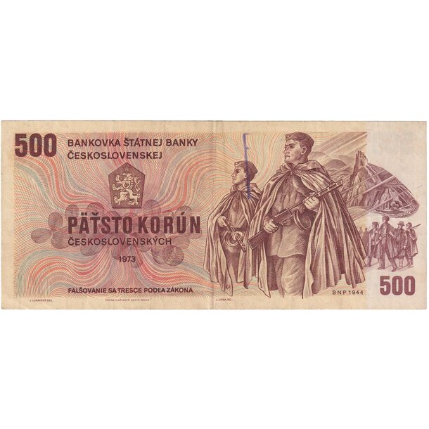 500 korún 1973 československo - séria u - 500-kcs-1973-u-2-1
