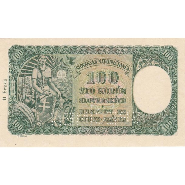 100 koruna 1940 slovenská republika - séria c6 - 100-ks-1940-C6-II-vyd-2