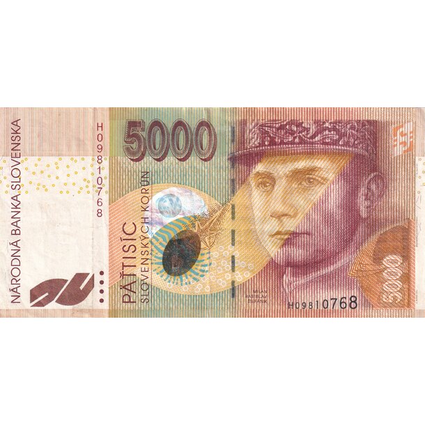 5000 koruna 1999 slovenská republika - séria h - Bankovka SR 5000 Korún 1999 VF-F séria H - 33-1