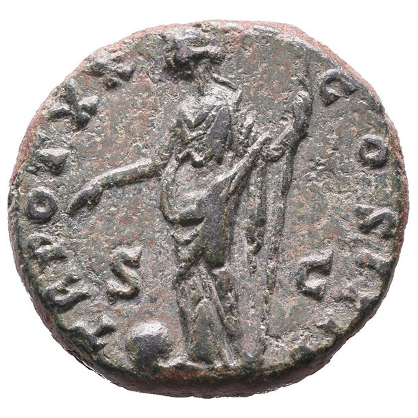 Antoninus pius ae as - Antoninus Pius AE As TR POT XX COS IIII S C-2