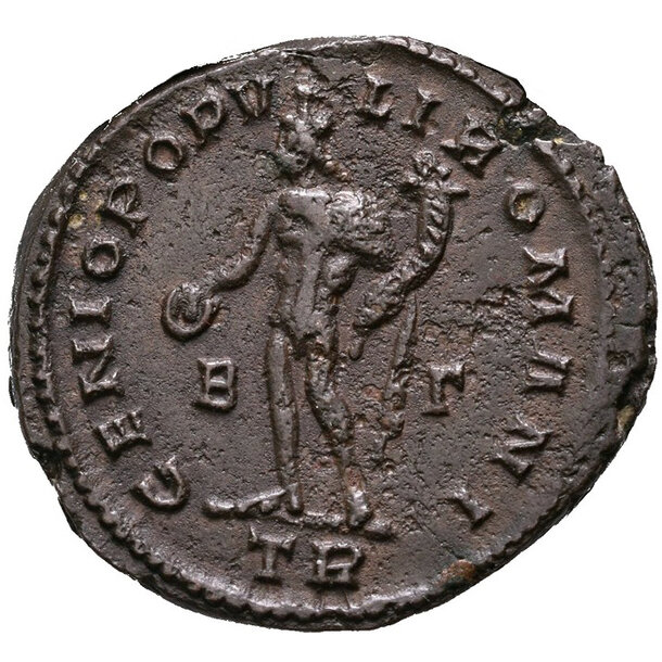 Maximian herculius ae follis - Maximian Herculius AE Follis - GENIO POPVLI ROMANI RIC 170b-2
