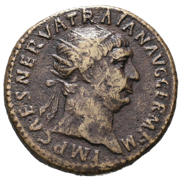 Trajan ae dupondius - Trajan AE Dupondius TR POT COS III P P-1