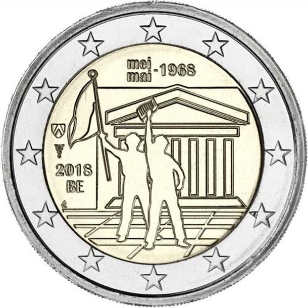 2 euro belgicko 2018 - máj 1968 - belgia-2018-2-euro-maj-1968-2