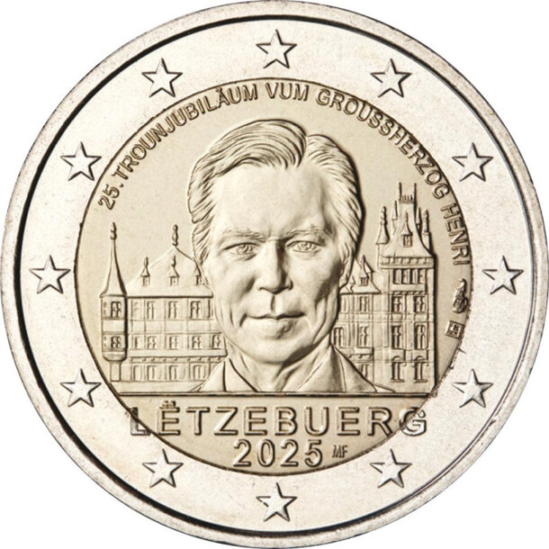 2 euro luxembursko 2025 - 25. výročie nastúpenia henricha na trón - 2-euro-luxembursko-2025-25-vyrocie-nastupenia-henricha-na-tron-unc