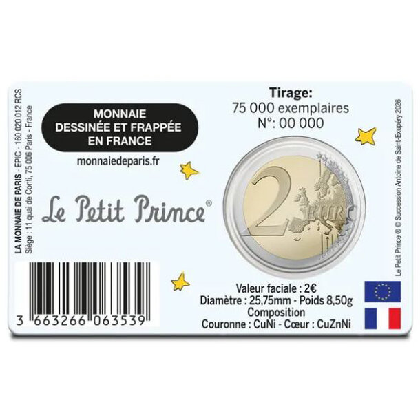 2 euro francúzsko 2026 - malý princ - lietadlo - francuzsko-2026-2-euro-maly-princ-lietadlo-coincard-2